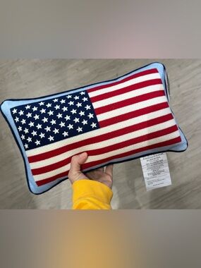 American Flag Knit Decorative pillow- Red White Blue
